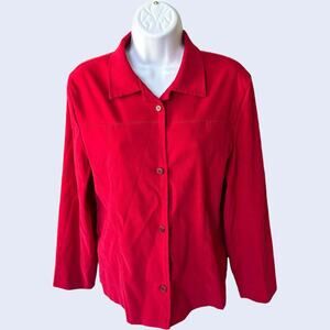 Briggs Petite 8P Classic Long Sleeve Button-Down Shirt Red Relaxed